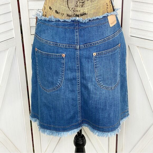 See By Chloe Denim Skirt Side Pleat Raw Edge Blue 28 6 - Picture 5 of 13